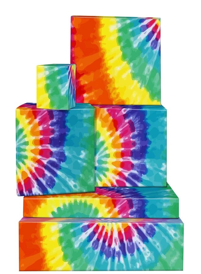 Bolsome Colorful Tie Dye Wrapping Paper Rainbow Gift Wrap Paper for Birthday Christmas Baby Shower DIY Craft, 19.7 x 27.6'', Folded Flat, 12 Sheet - Image 1